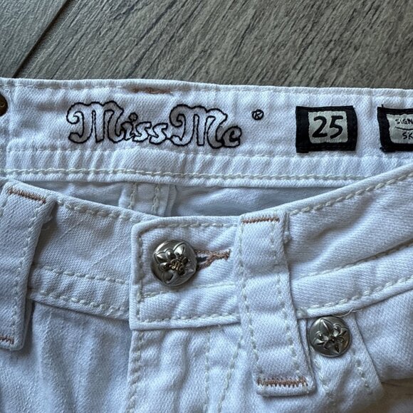 Miss Me Jeans Womens 25 White Signature Skinny Low Rise Metallic Western - Picture 7 of 9